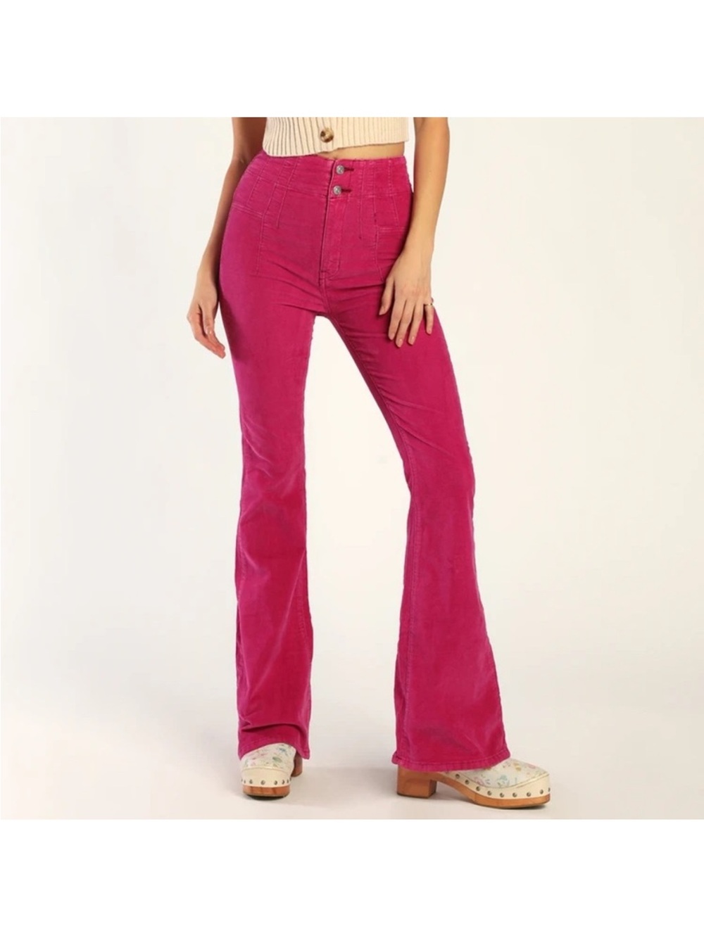 Free People Magenta High-Rise Jean Flare Jeans - Picture 2 of 6